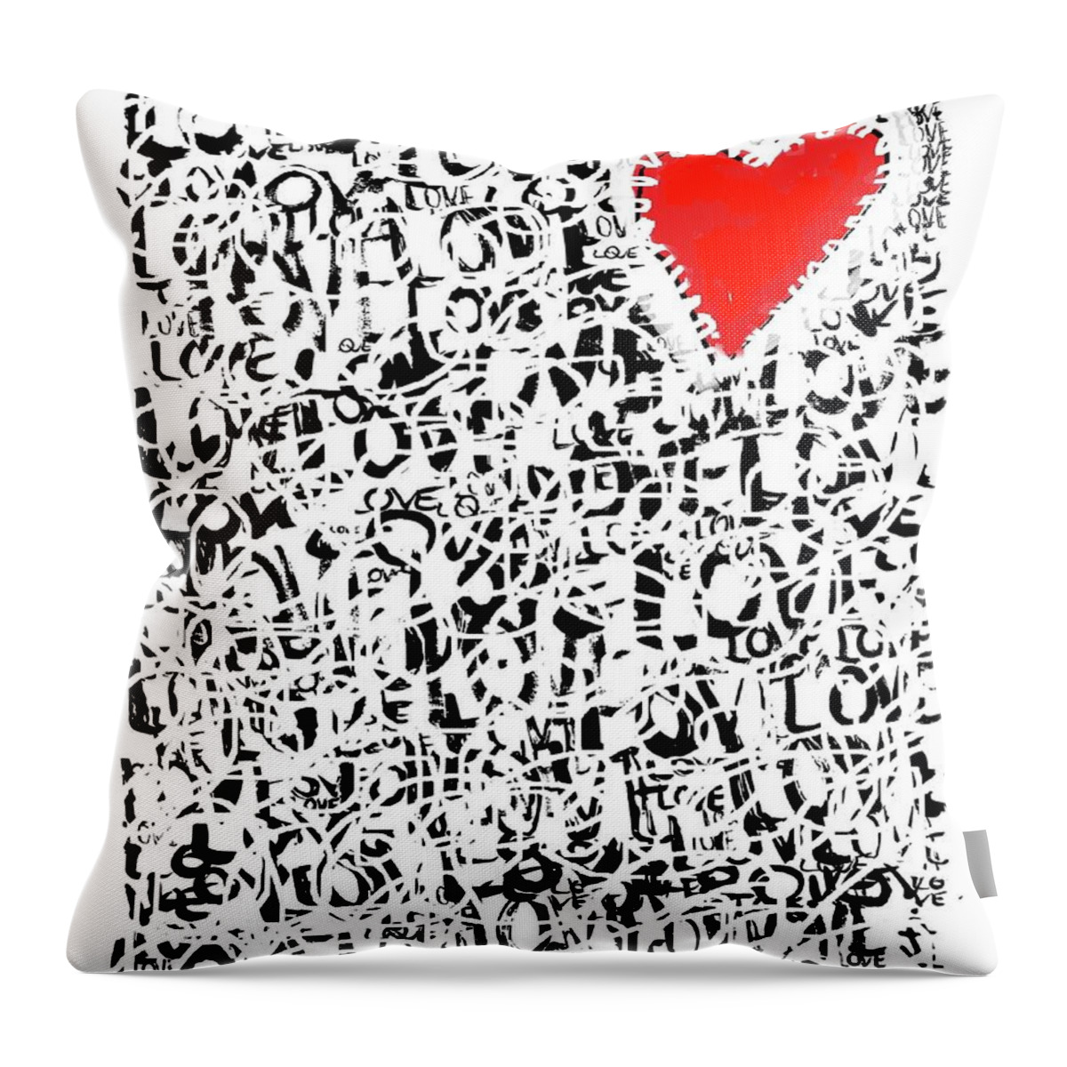 Love Throw Pillow featuring the digital art Love Red heart by Vesna Antic