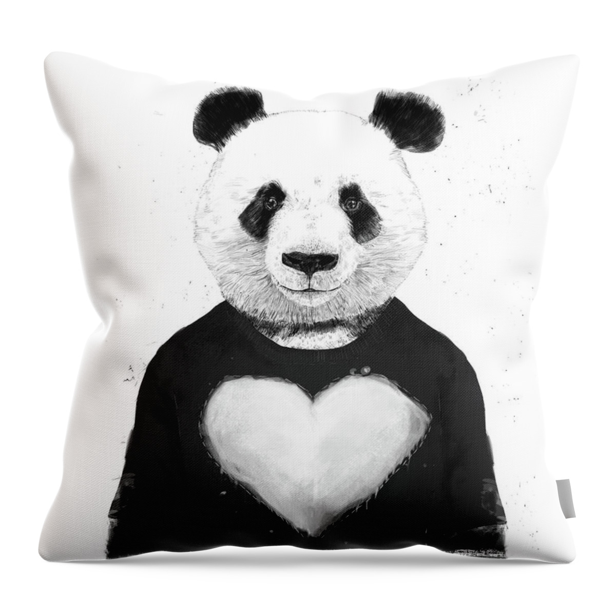 Panda Throw Pillow featuring the mixed media Lovely panda by Balazs Solti