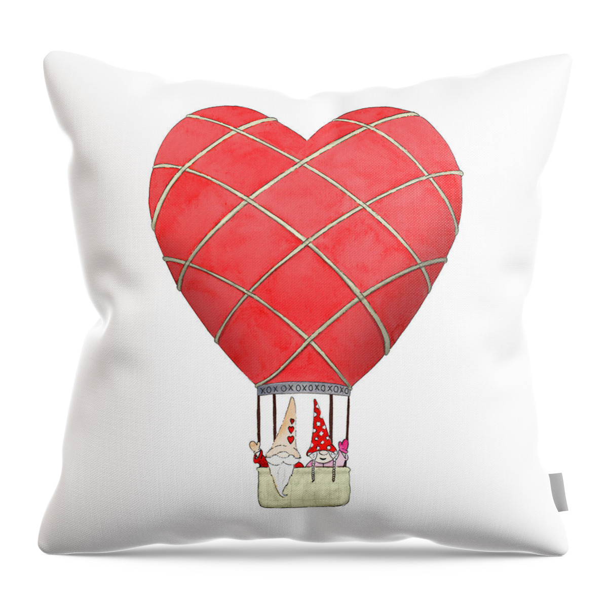 Lover Throw Pillow featuring the mixed media Lover Gnomes Iv by Hugo Edwins