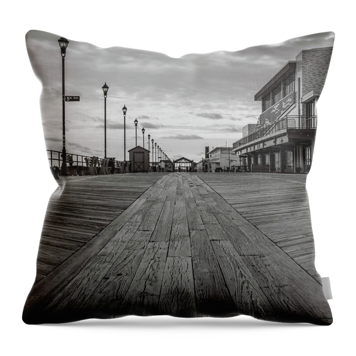 Asbury Park Throw Pillow featuring the photograph Low On The Boardwalk by Steve Stanger