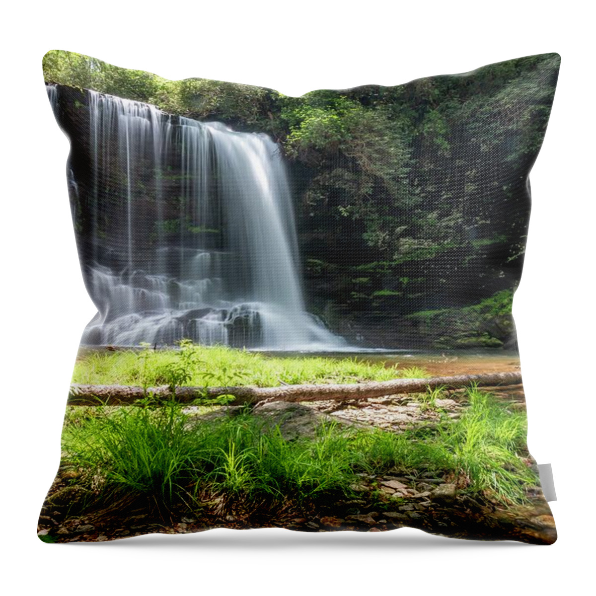 Landscape Throw Pillow featuring the photograph Lower Bearwallow Falls by Chris Berrier