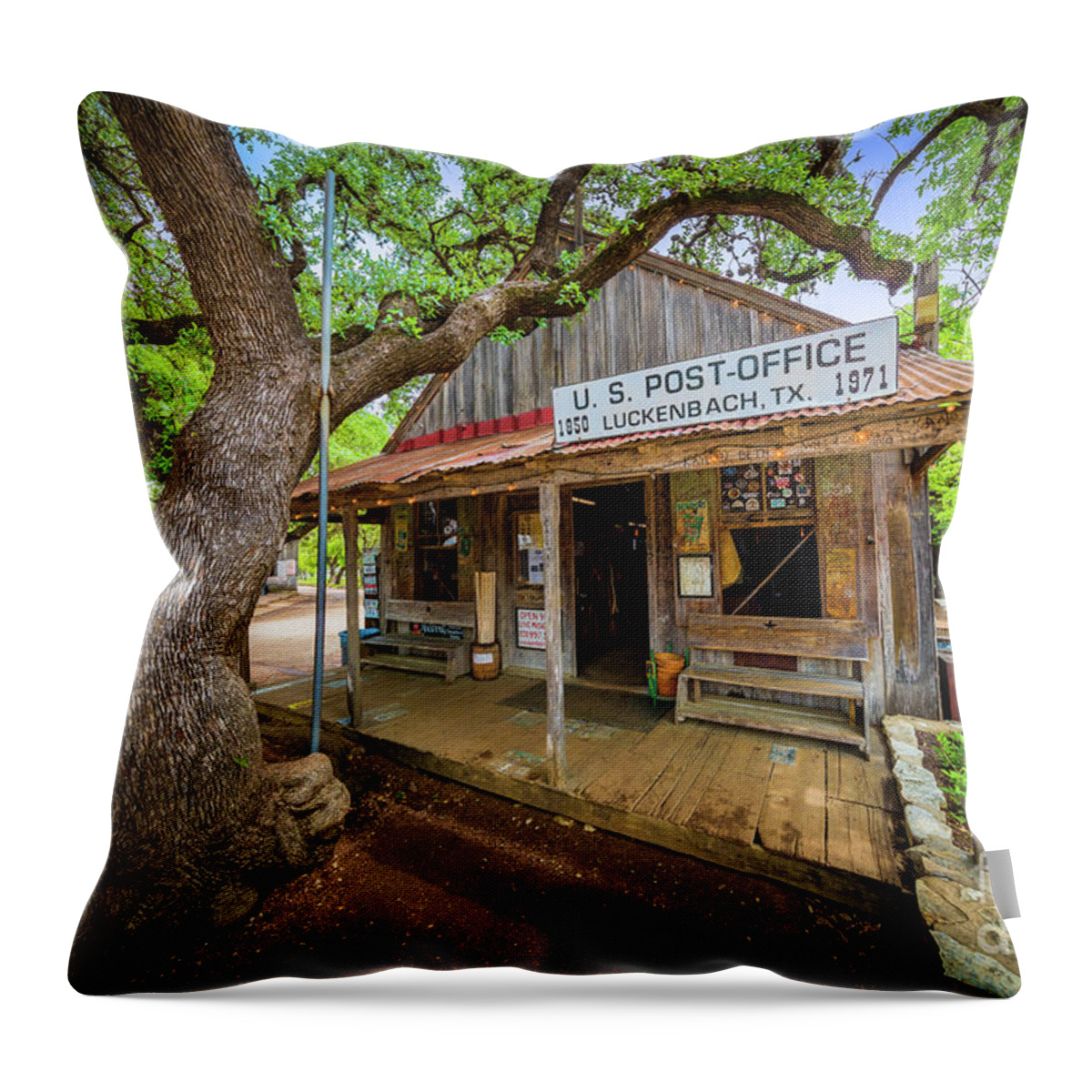 America Throw Pillow featuring the photograph Luckenbach Town by Inge Johnsson