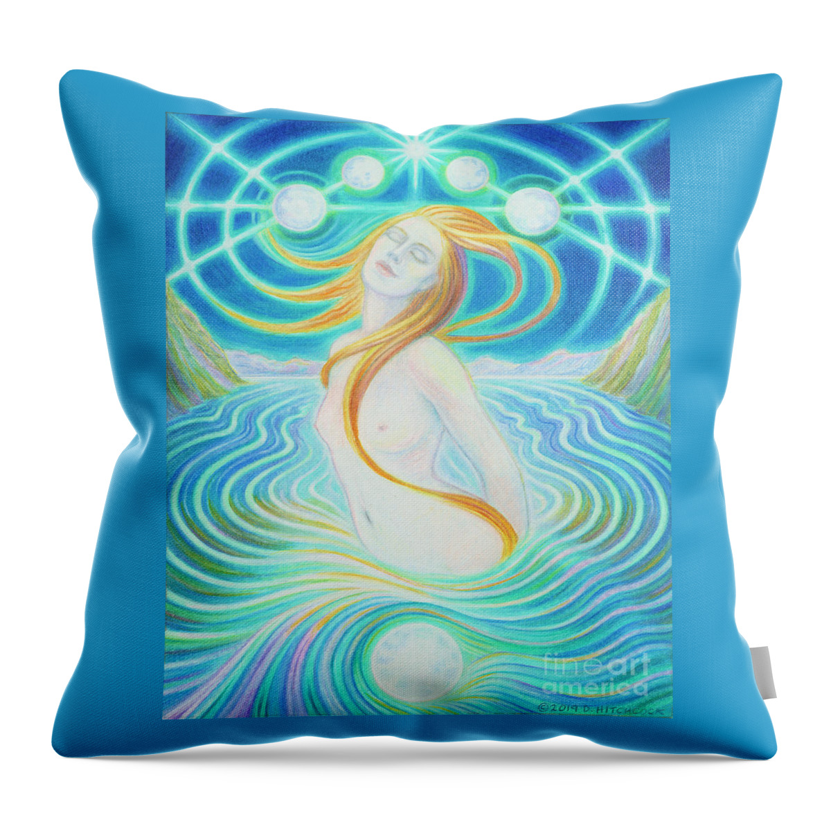 Figurative Throw Pillow featuring the drawing Luna by Debra Hitchcock