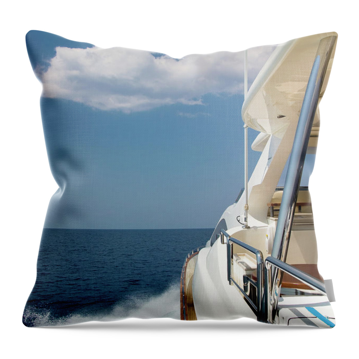 Motorboat Throw Pillow featuring the photograph Luxury Yacht Sailing At High Speed by Petreplesea