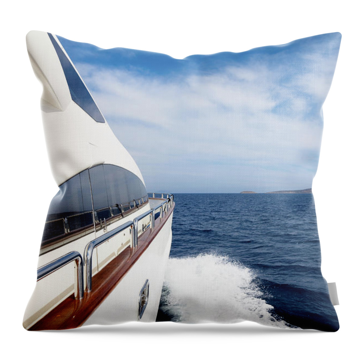 Seascape Throw Pillow featuring the photograph Luxury Yacht Sailing In The Ocean by Petreplesea