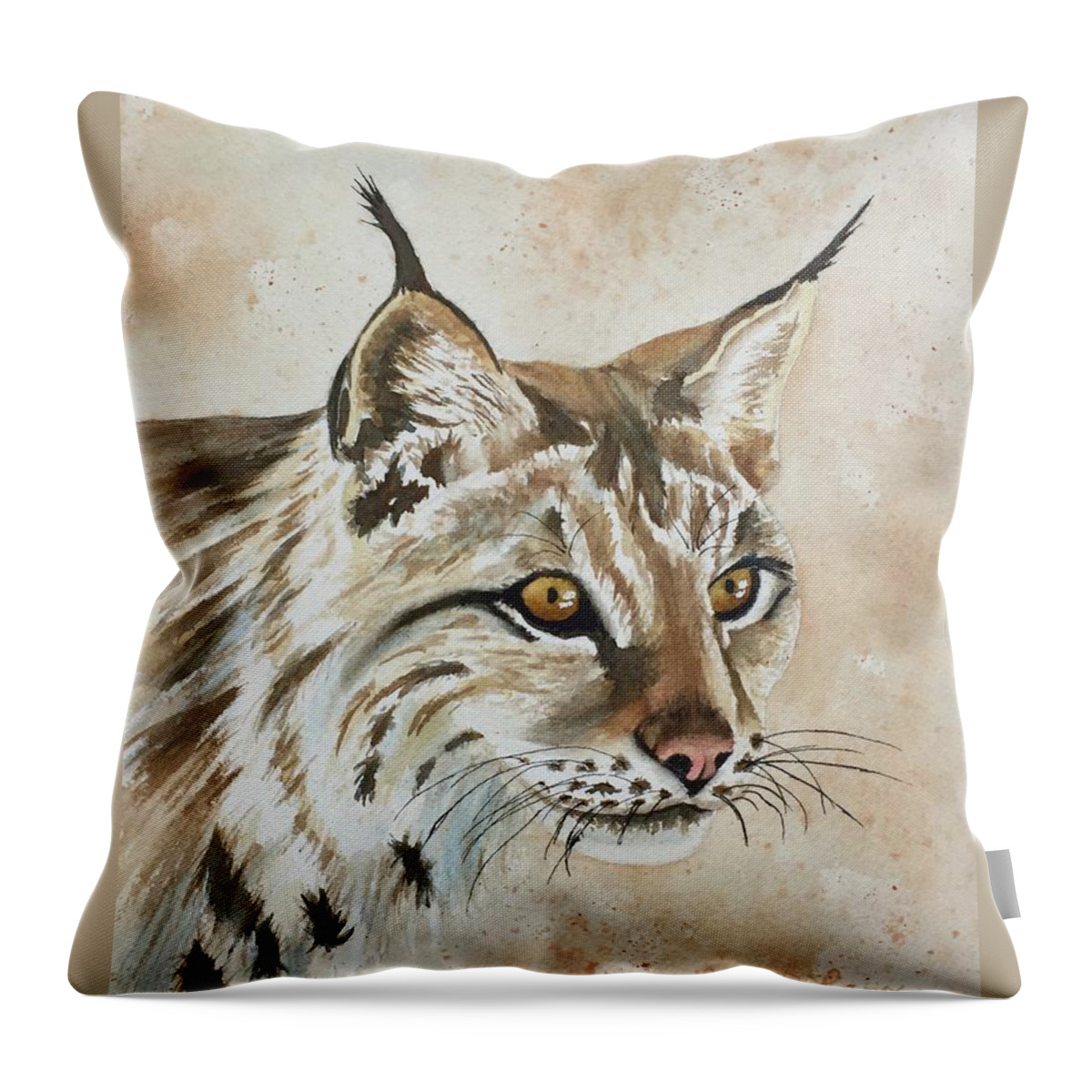 Lynx Throw Pillow featuring the painting Lynx by Lyn DeLano