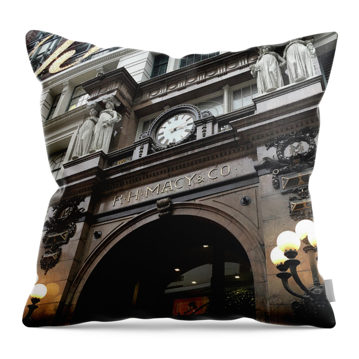 Macy's Throw Pillow featuring the photograph Macys Herald Square NYC by CAC Graphics