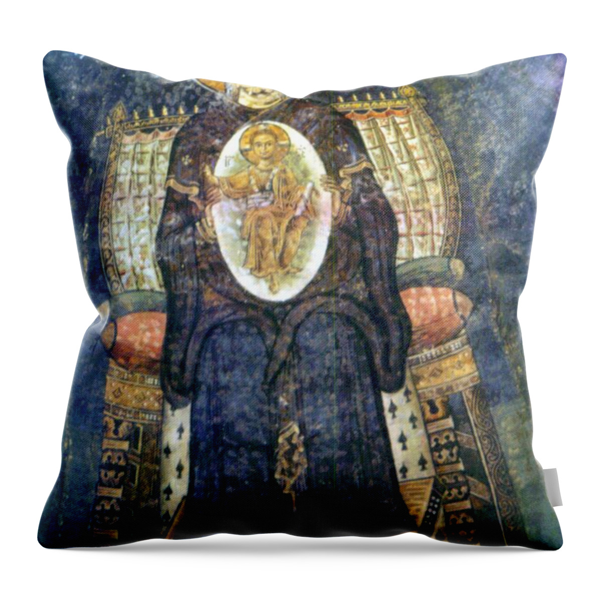 Interior Throw Pillow featuring the painting Madonna And Child by Macedonian School