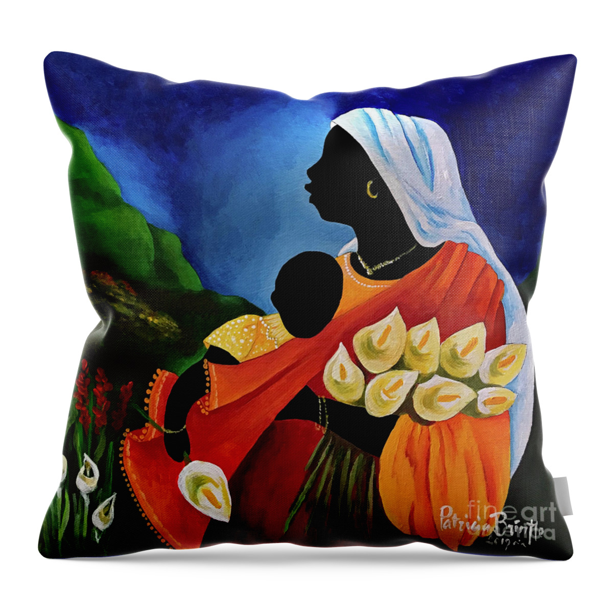 Christian Throw Pillow featuring the painting Madonna and child, Tenderness by Patricia Brintle