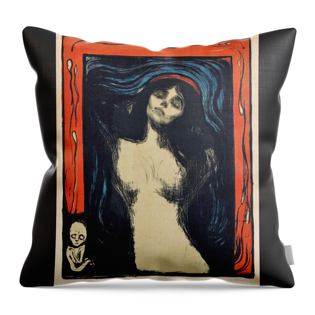 Edvard Munch Throw Pillow featuring the painting Madonna - Digital Remastered Edition by Edvard Munch