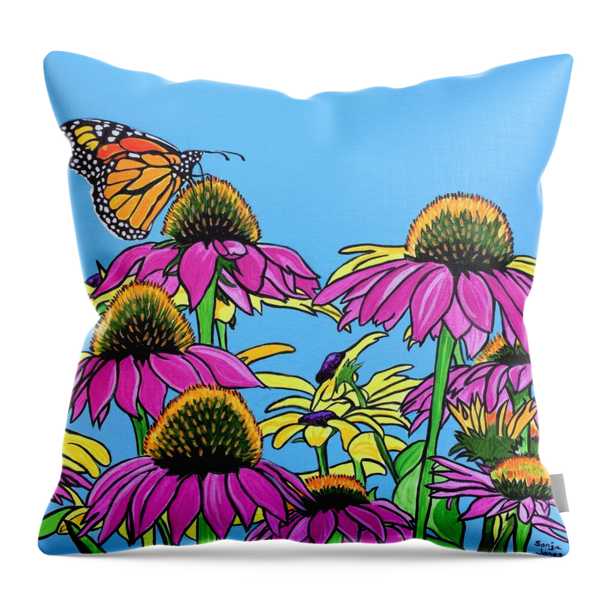Monarch Throw Pillow featuring the painting Magnificant Monarch by Sonja Jones