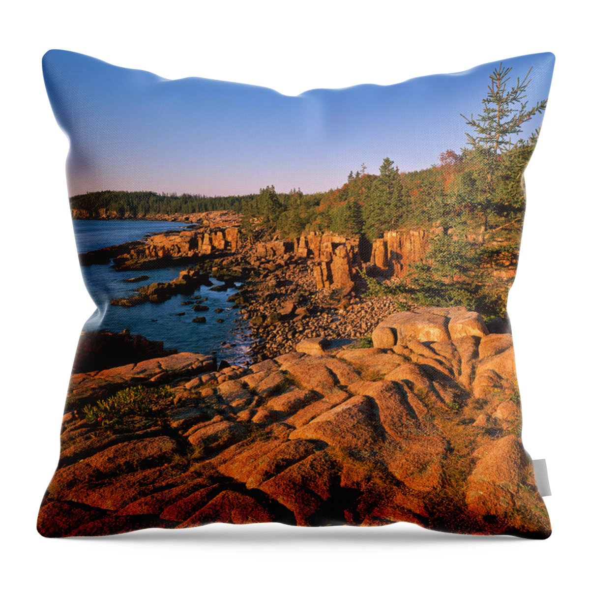 Water's Edge Throw Pillow featuring the photograph Maine Coastline- P by Ron thomas