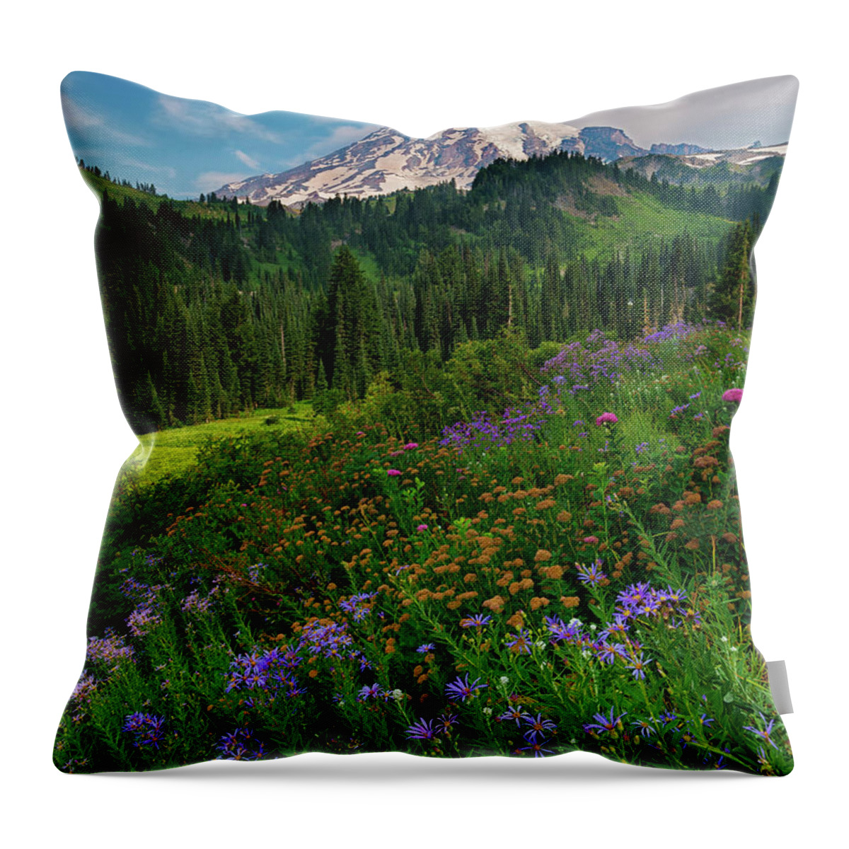 Rainier Throw Pillow featuring the photograph Majestic Color by Michael Dawson