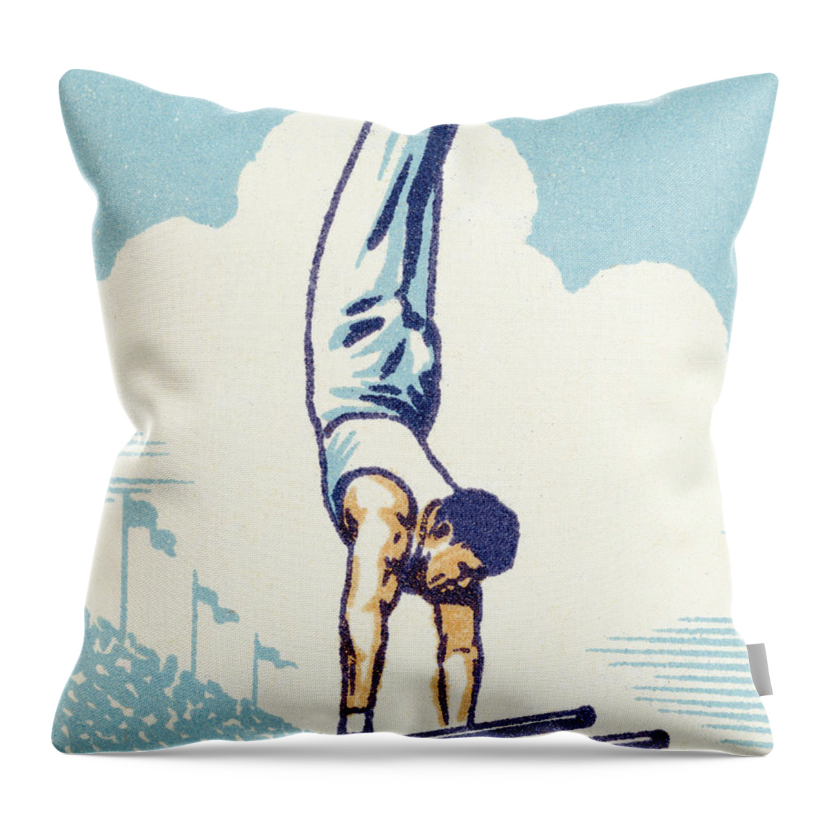 Adult Throw Pillow featuring the drawing Male gymnast by CSA Images