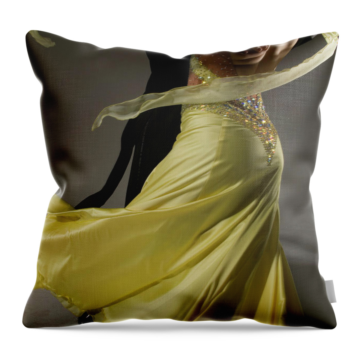 Caucasian Ethnicity Throw Pillow featuring the photograph Man And Woman Ballroom Dancing, Low by Pm Images