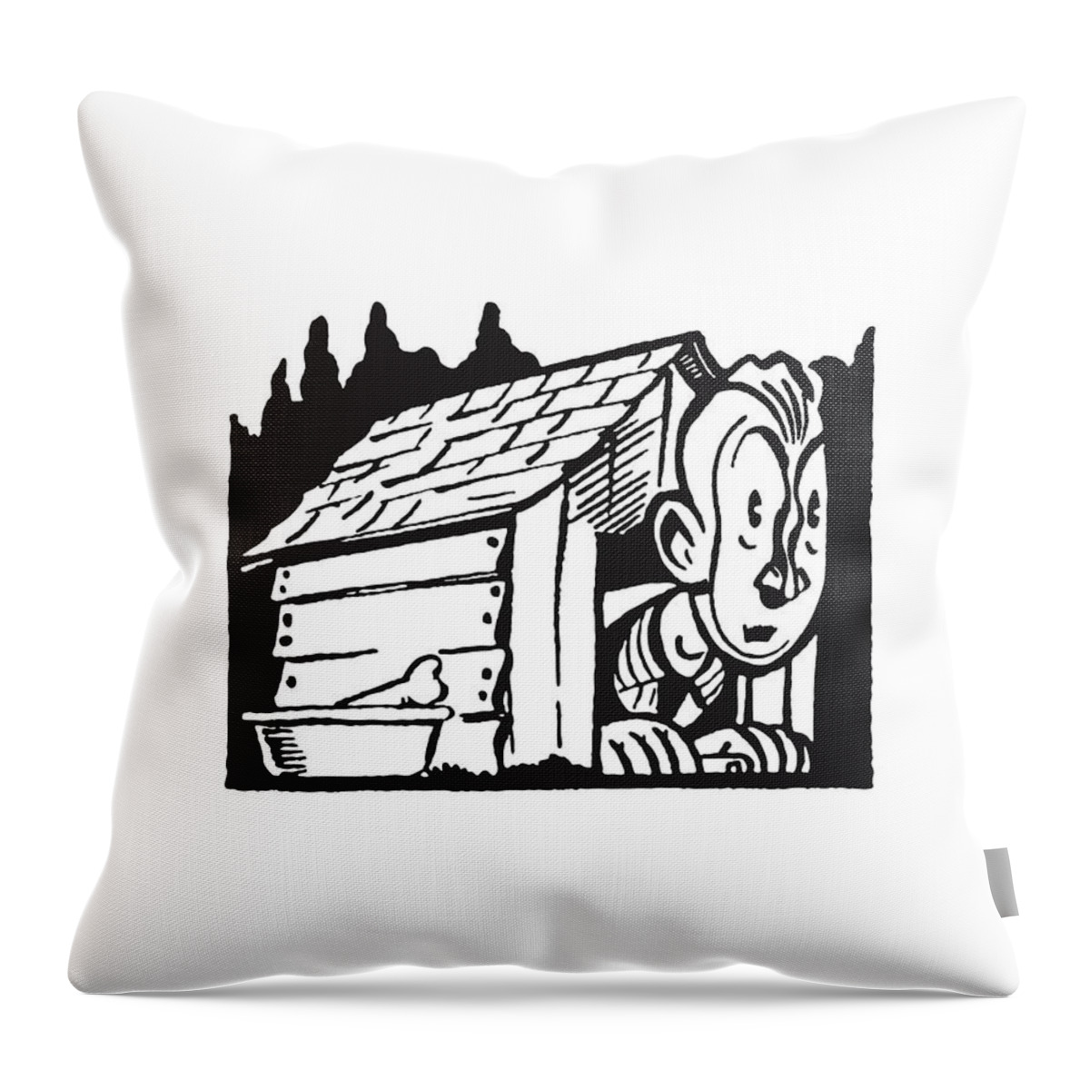 Adult Throw Pillow featuring the drawing Man in the Dog House by CSA Images