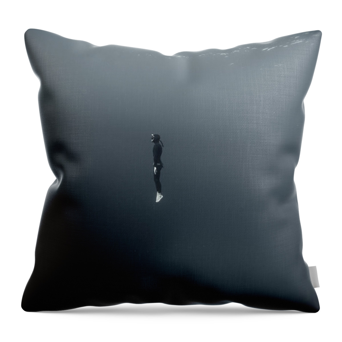 Underwater Throw Pillow featuring the photograph Man In Underwater by Underwater Graphics