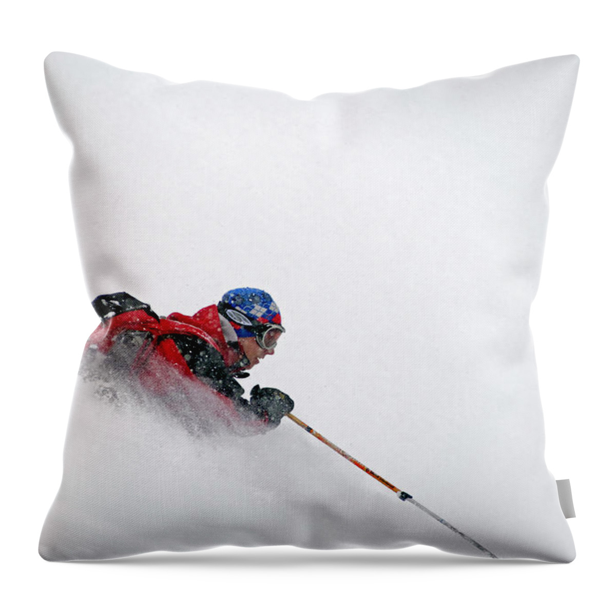 Skiing Throw Pillow featuring the photograph Man Telemark Skiing In The Backcountry by Daniel H. Bailey