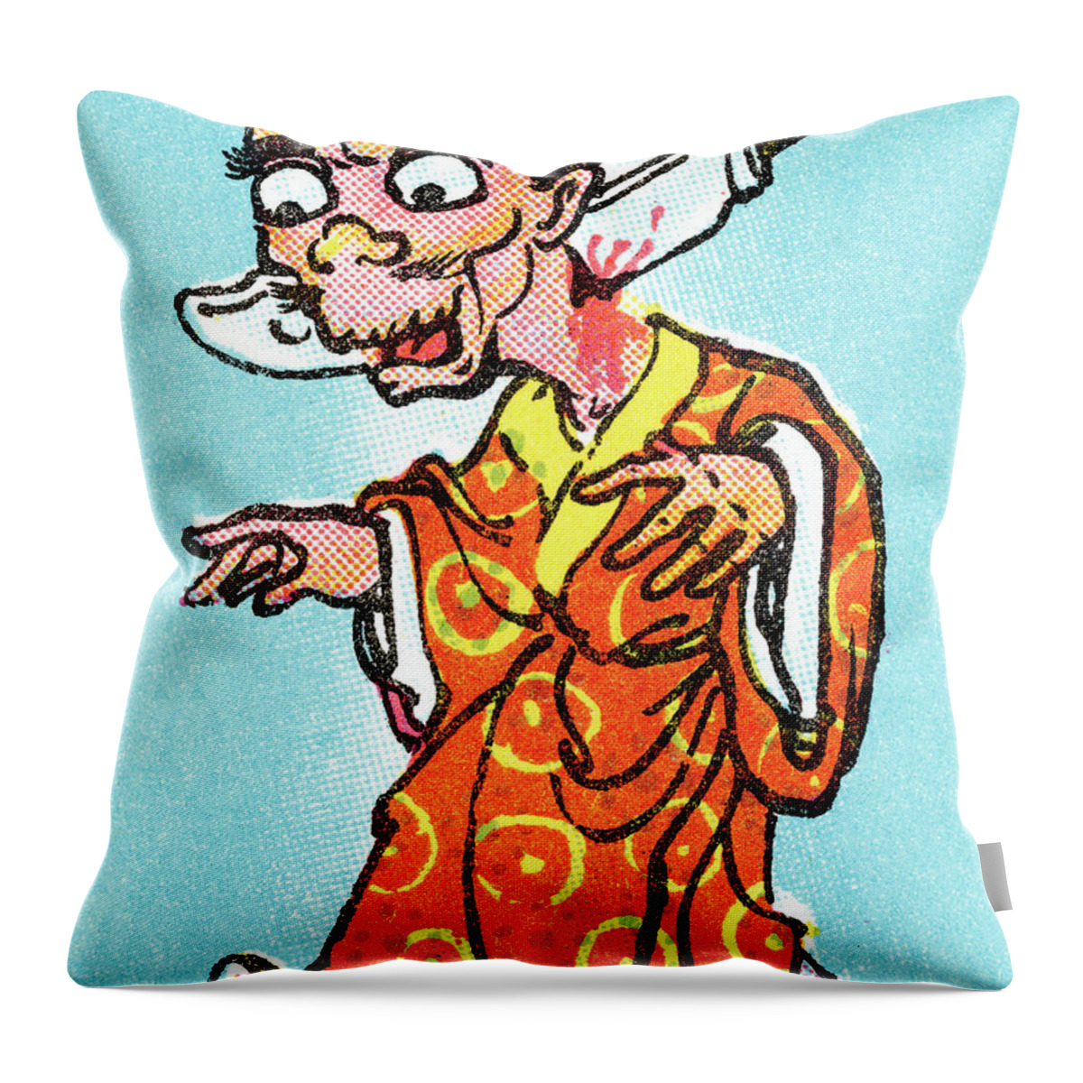Accessories Throw Pillow featuring the drawing Man with knife through his head by CSA Images