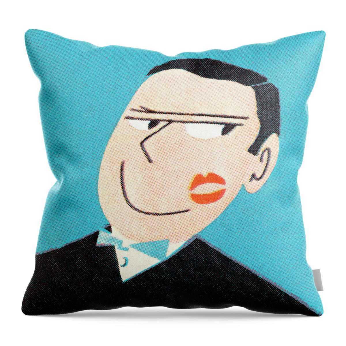 Adult Throw Pillow featuring the drawing Man with lipstick kiss on cheek by CSA Images