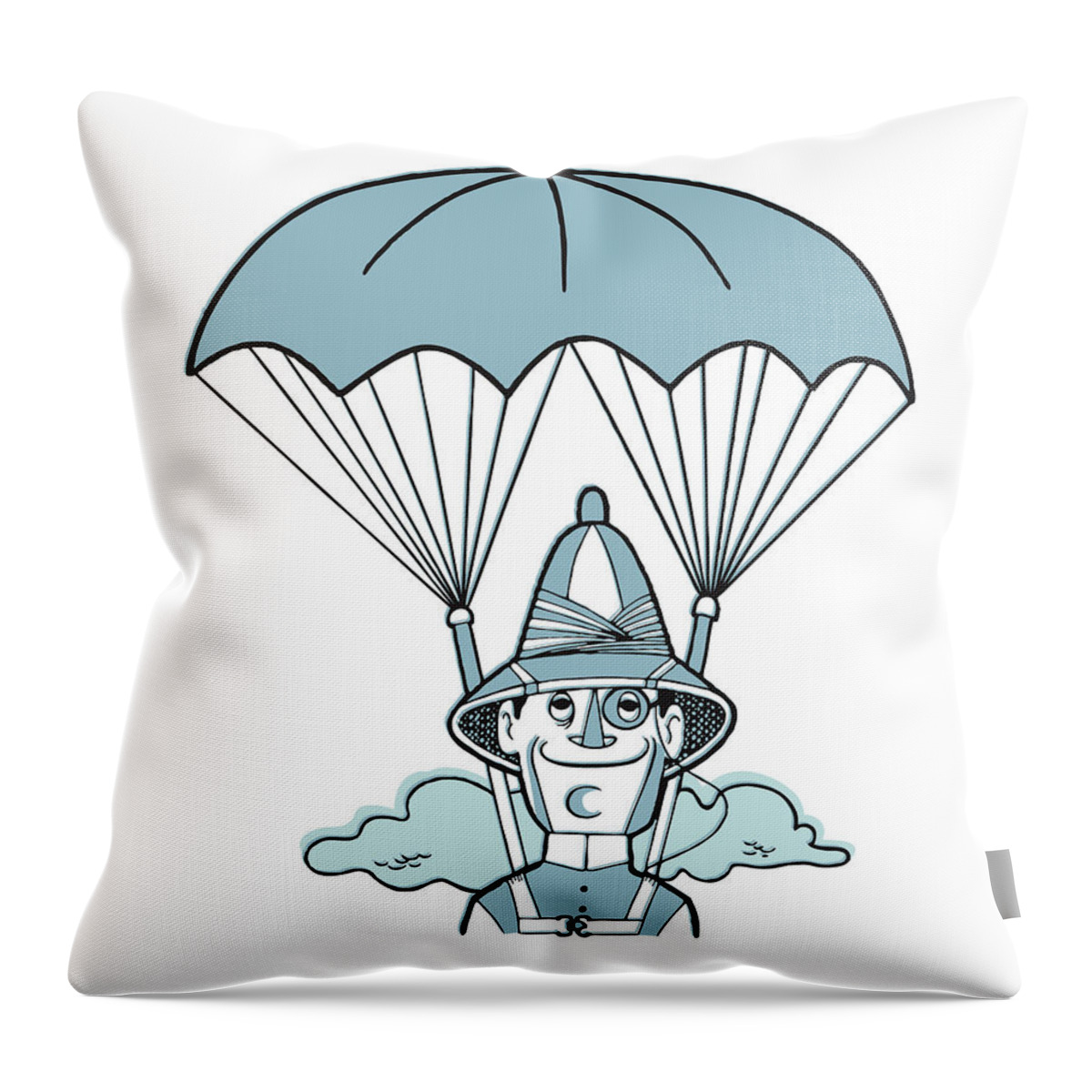 Activity Throw Pillow featuring the drawing Man with Parachute by CSA Images