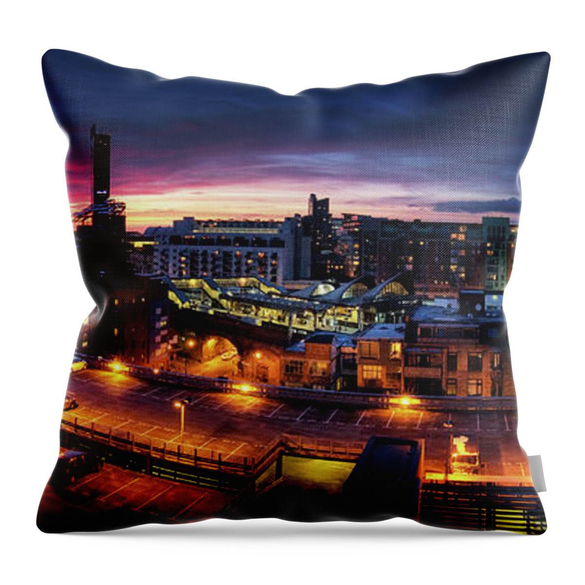 Tranquility Throw Pillow featuring the photograph Manchester, Uk, Panorama by Mike Plunkett