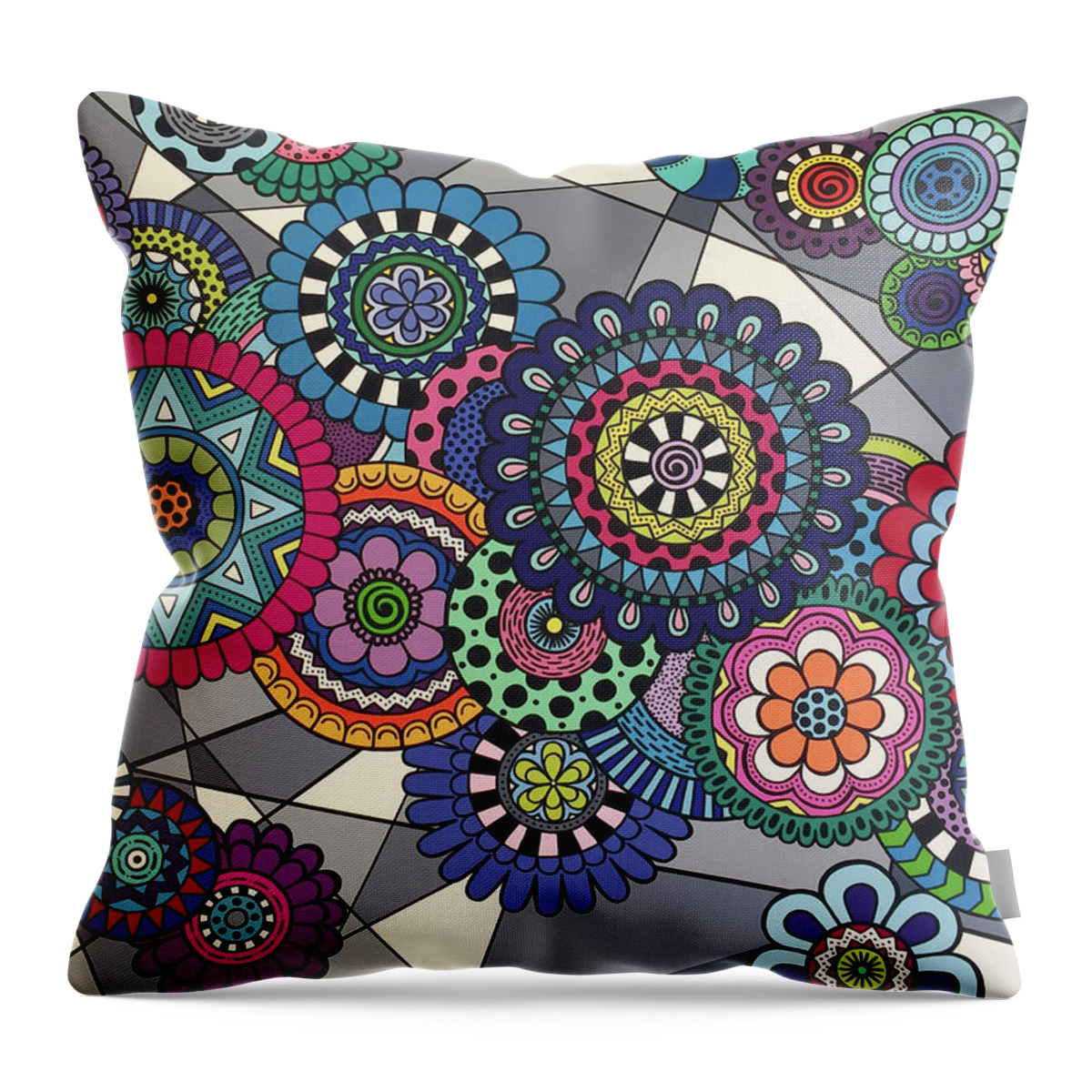 Mandala Throw Pillow featuring the painting Mandalas In Bloom by Beth Ann Scott