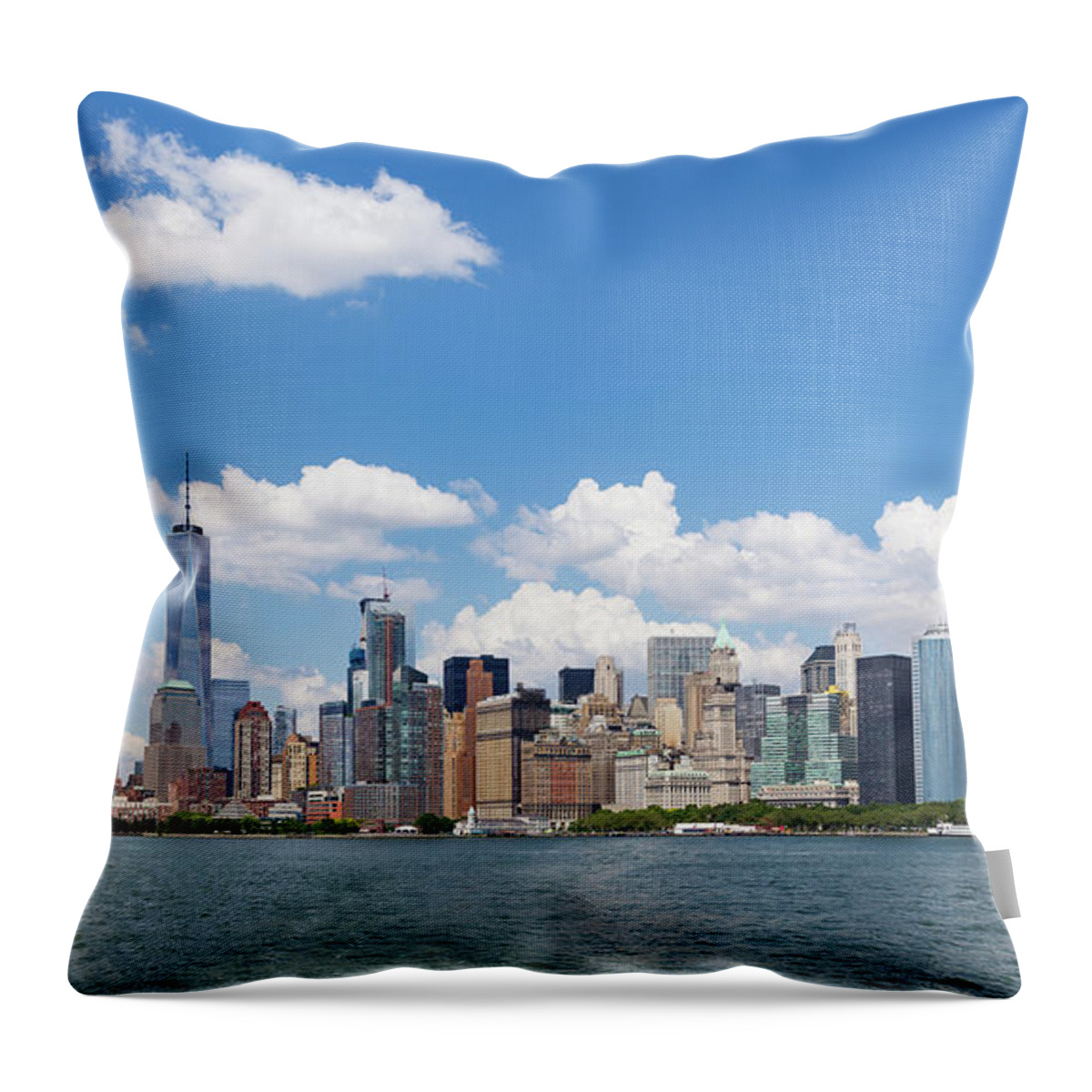 Manhattan Skyline Throw Pillow featuring the photograph Manhattan Skyline by Sanjeev Singhal