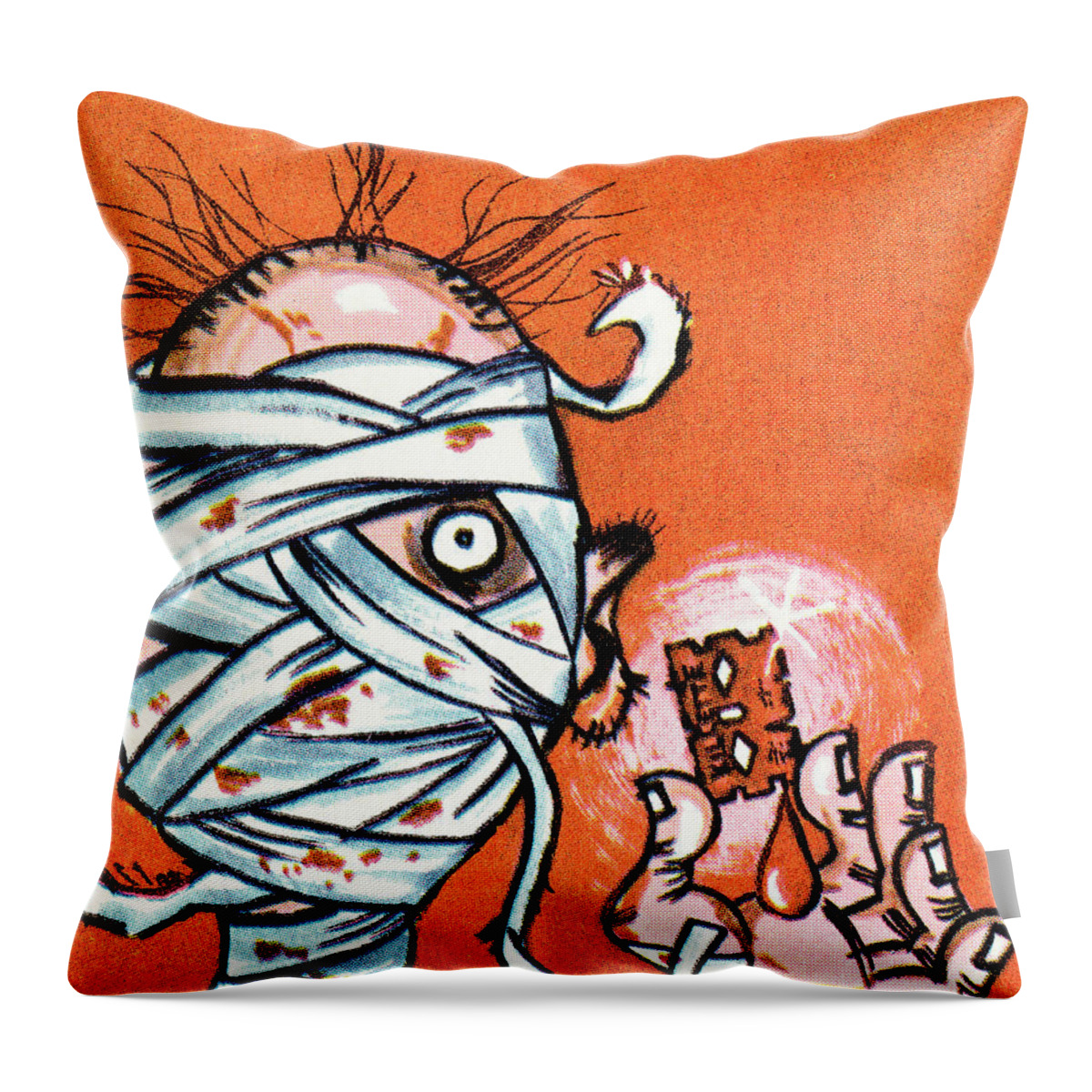 Accident Throw Pillow featuring the drawing Man's head wrapped in bandages by CSA Images