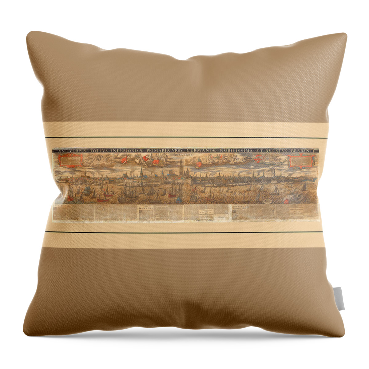Old Map Of Antwerp Throw Pillow featuring the photograph Map Of Antwerp 1652 by Andrew Fare