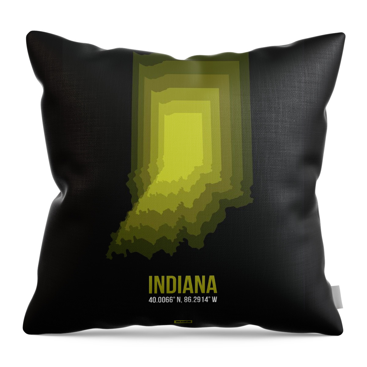 Indiana Throw Pillow featuring the digital art Map of Indiana 3 by Naxart Studio