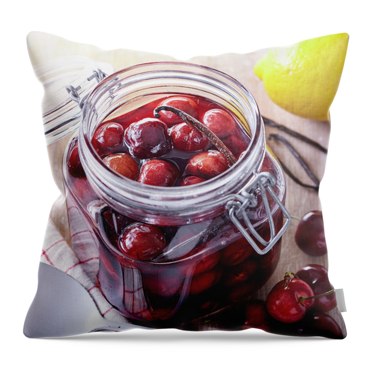 Cuisine At Home Throw Pillow featuring the photograph Maraschino Cherries by Cuisine at Home