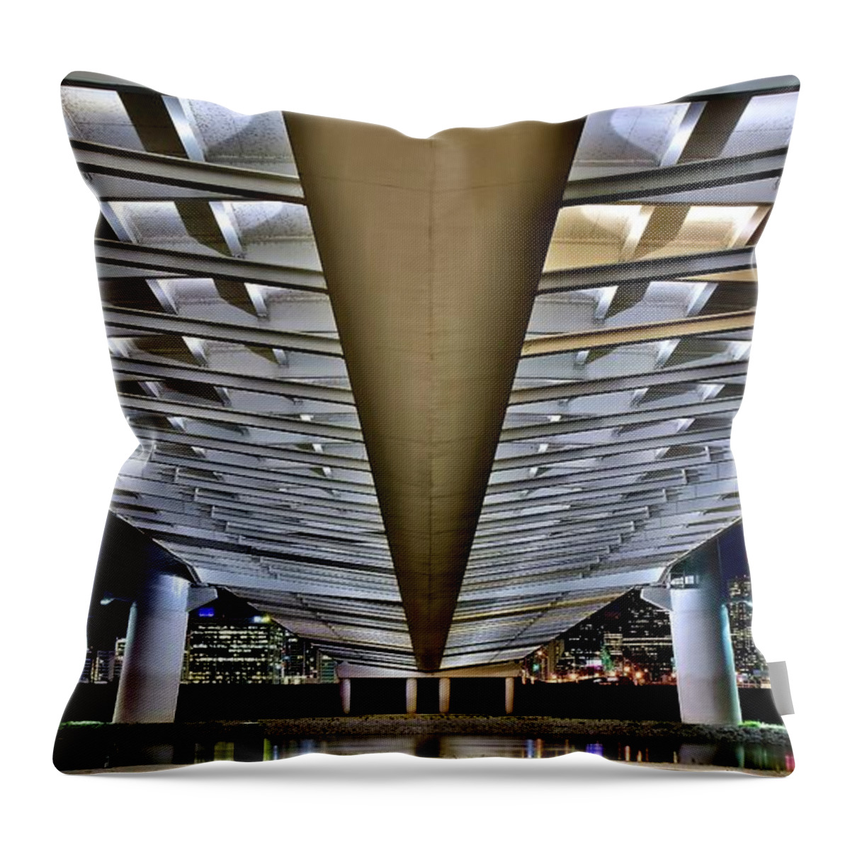 Dallas Throw Pillow featuring the photograph Margaret Hunt Hill and City from Underneath by Frozen in Time Fine Art Photography