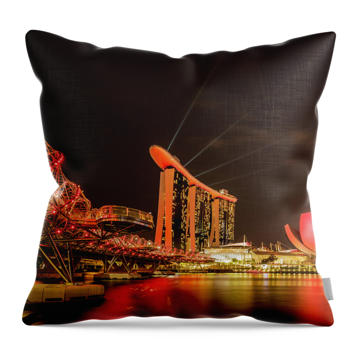Chriscousins Throw Pillow featuring the photograph Marina Bay Sands by Chris Cousins