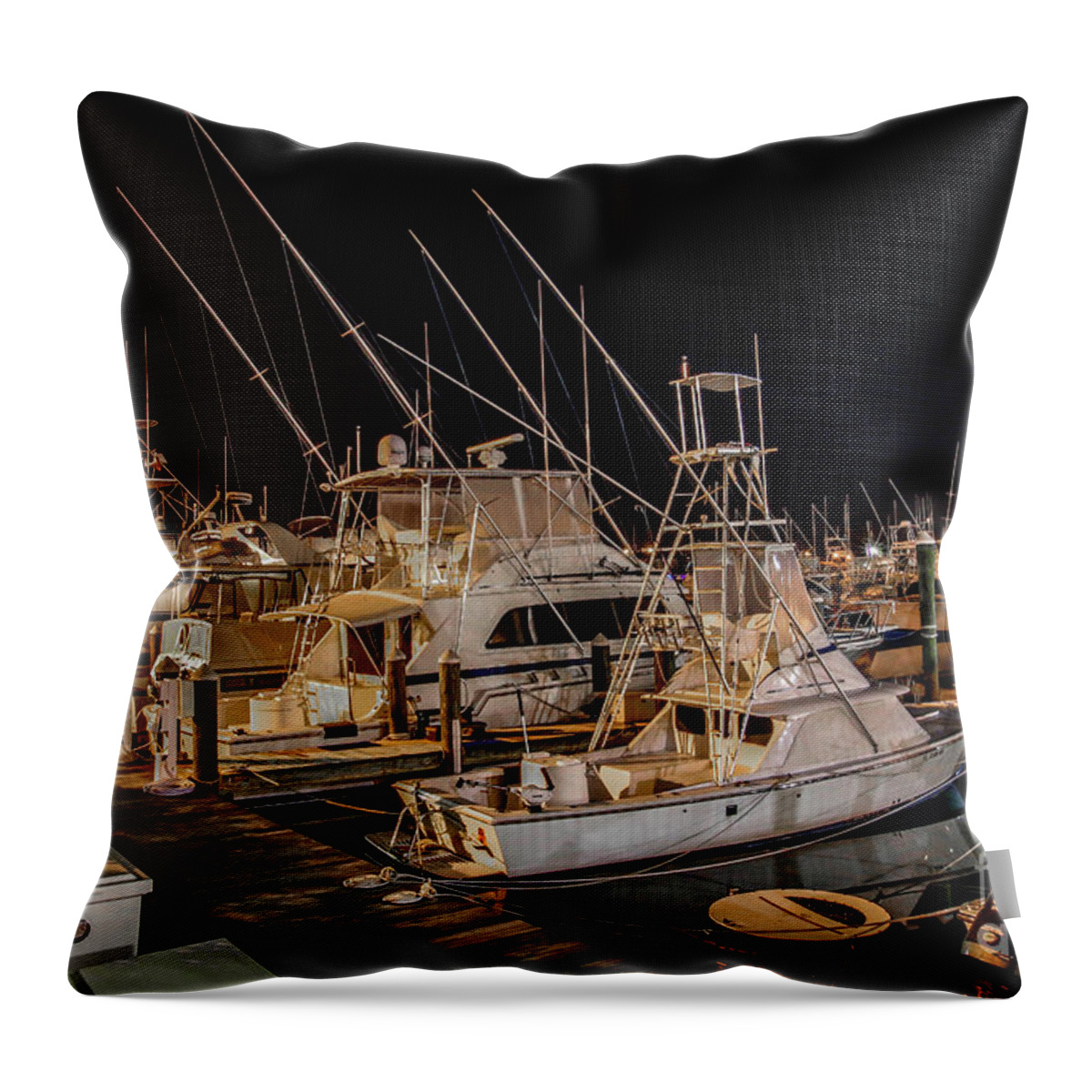 Boat. Boats Throw Pillow featuring the photograph Marina Fishing Boats by Tom Claud
