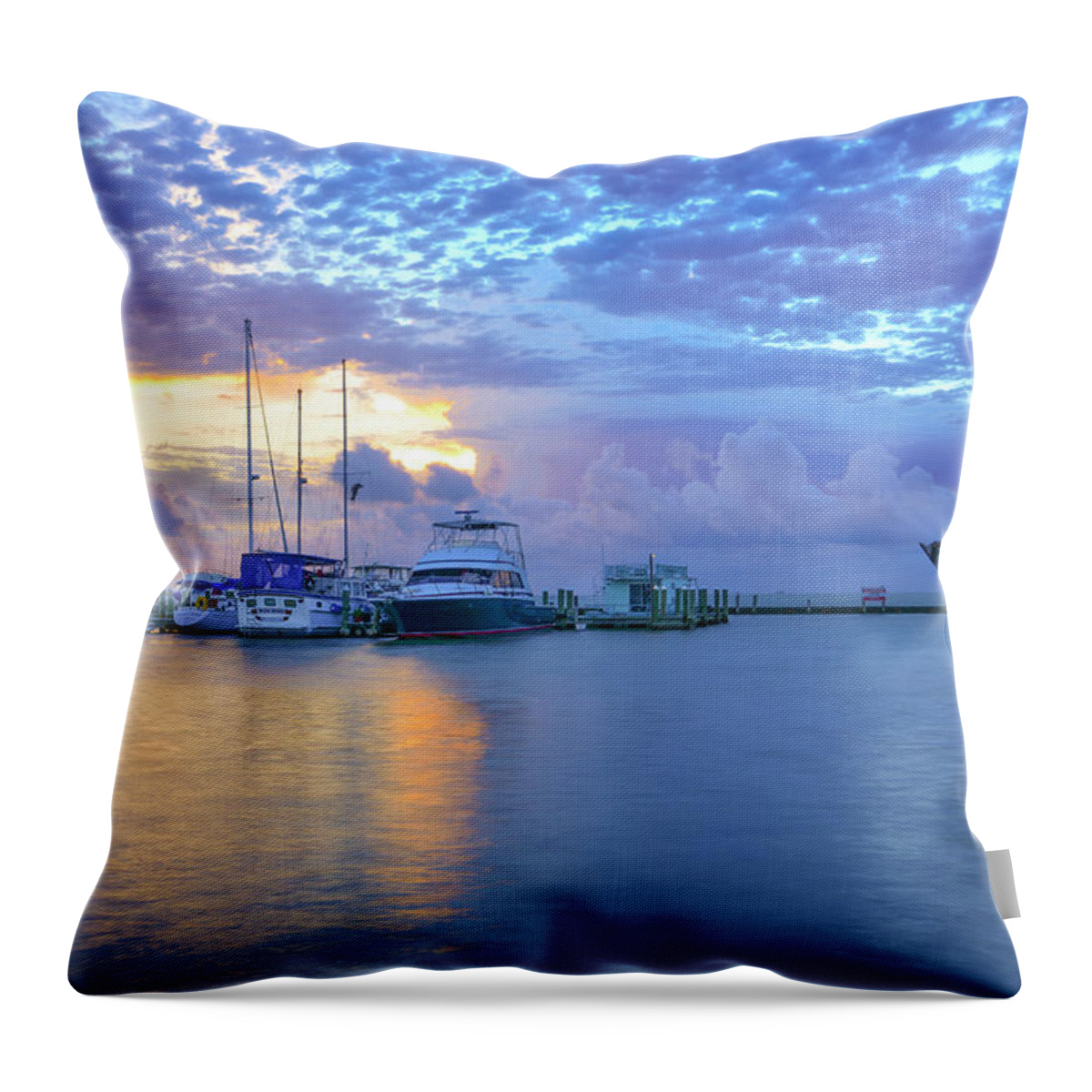 Boats Throw Pillow featuring the photograph Marina in the Morning by Christopher Rice