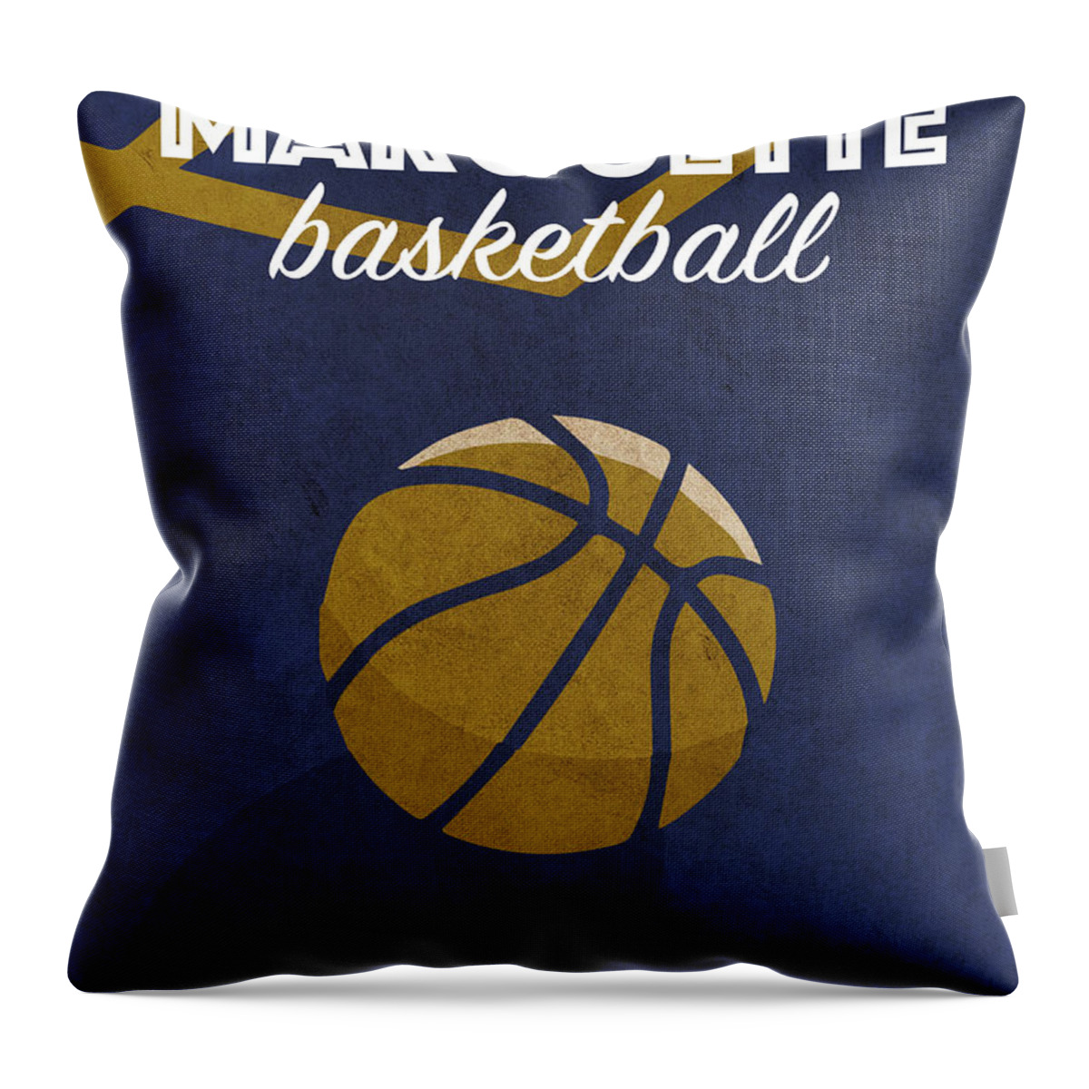 Marquette Throw Pillow featuring the mixed media Marquette College Basketball Retro Vintage University Poster Series by Design Turnpike