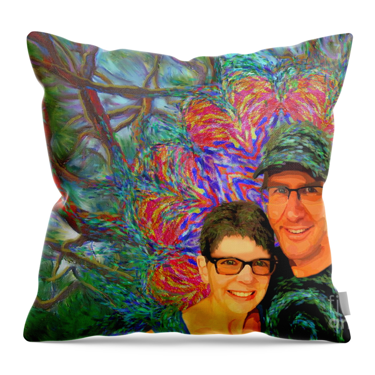 Martha Will Farm Hidden Mountain Impressionism Painting Trees Throw Pillow featuring the painting Martha and Will by Hidden Mountain