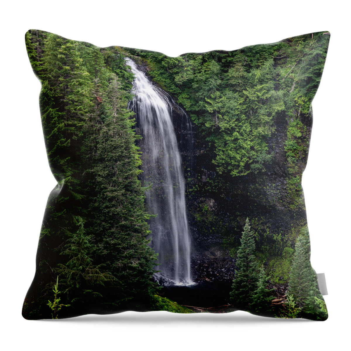 Creek Throw Pillow featuring the photograph Martha Falls Mount Rainier - 1 by Alex Mironyuk
