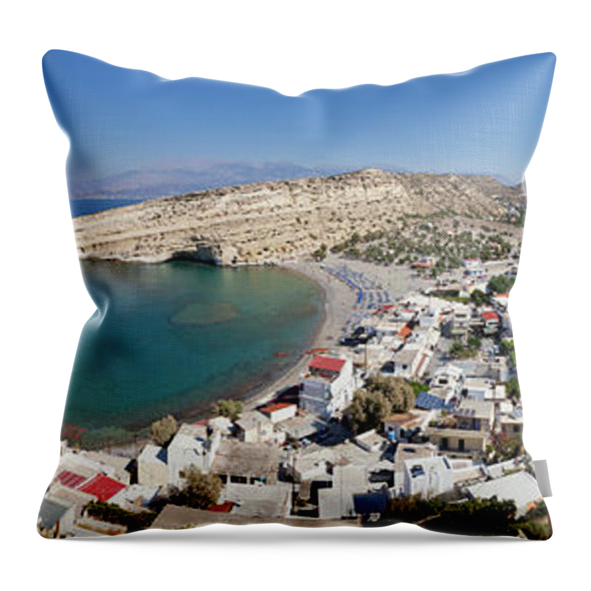 Scenics Throw Pillow featuring the photograph Matala Bay, Crete by Saro17