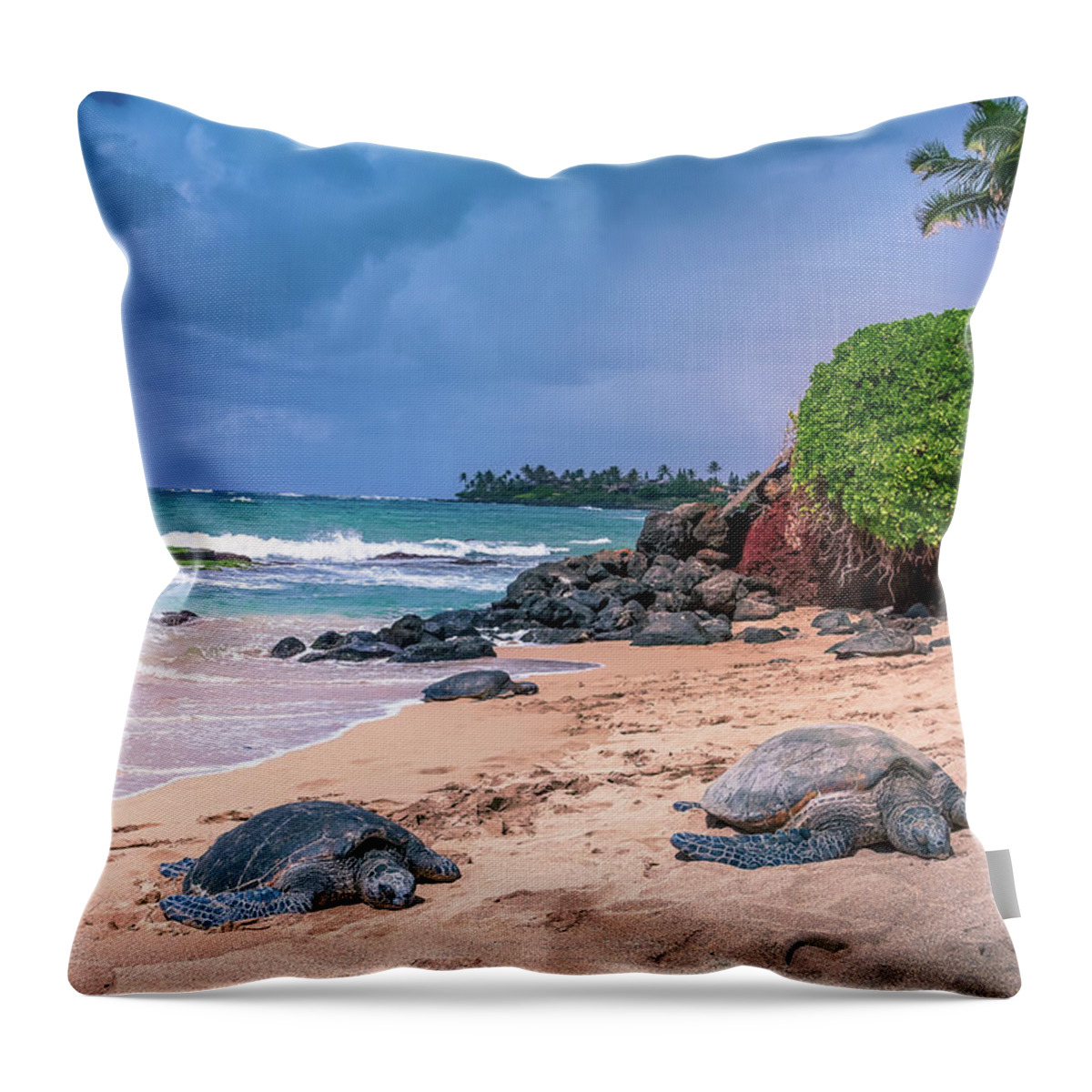 Maui Turtles Throw Pillow featuring the photograph Maui Sea Turles by Chris Spencer