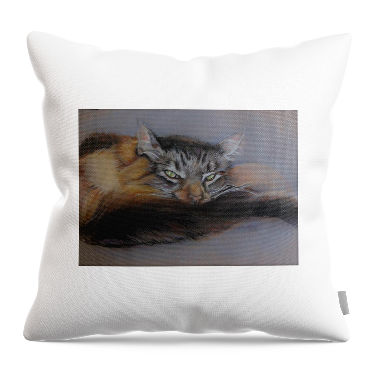 Cat Throw Pillow featuring the drawing MAX by Jean Cormier