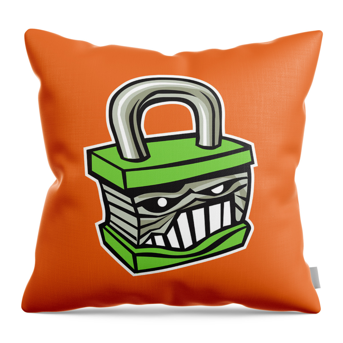 Banana Seat Throw Pillow featuring the drawing Mean Face on Padlock by CSA Images
