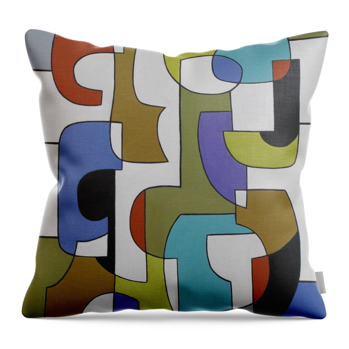 Abstract Throw Pillow featuring the painting Meanwhile by Trish Toro