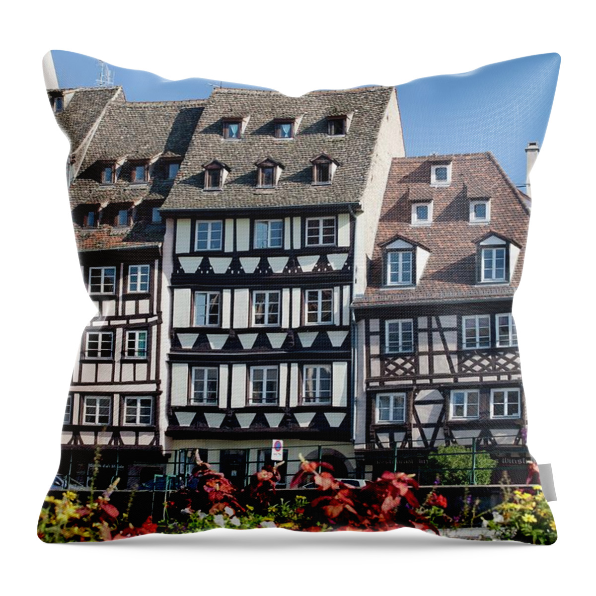 Apartment Throw Pillow featuring the photograph Medieval Timber Style Buildings With by Design Pics / Michael Interisano