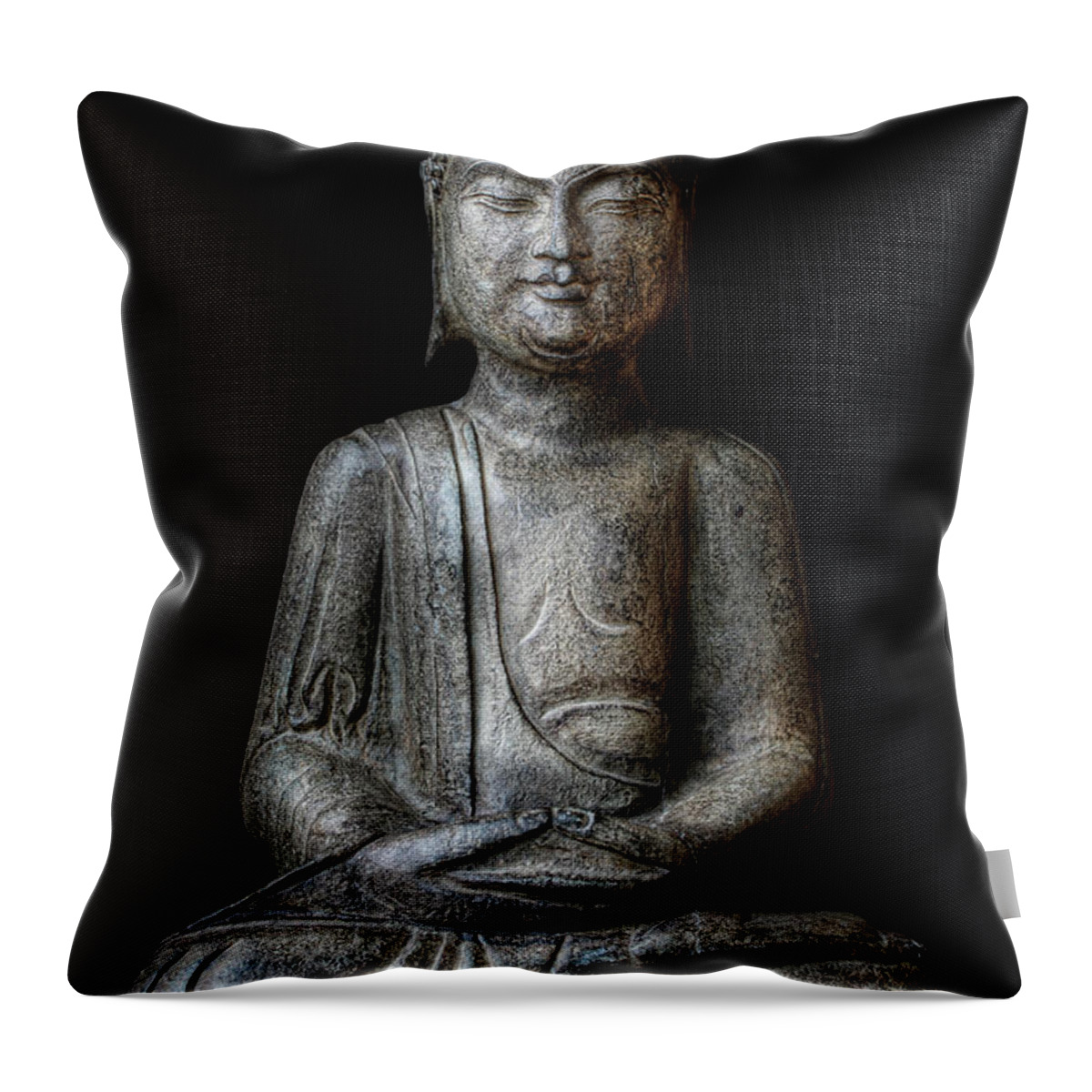 Statue Throw Pillow featuring the photograph Meditating Buddha by T.light