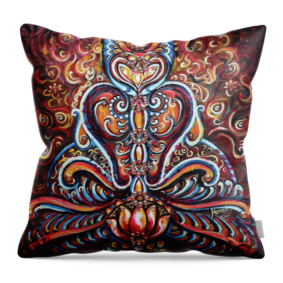 Yoga Throw Pillow featuring the painting Meditation by Harsh Malik