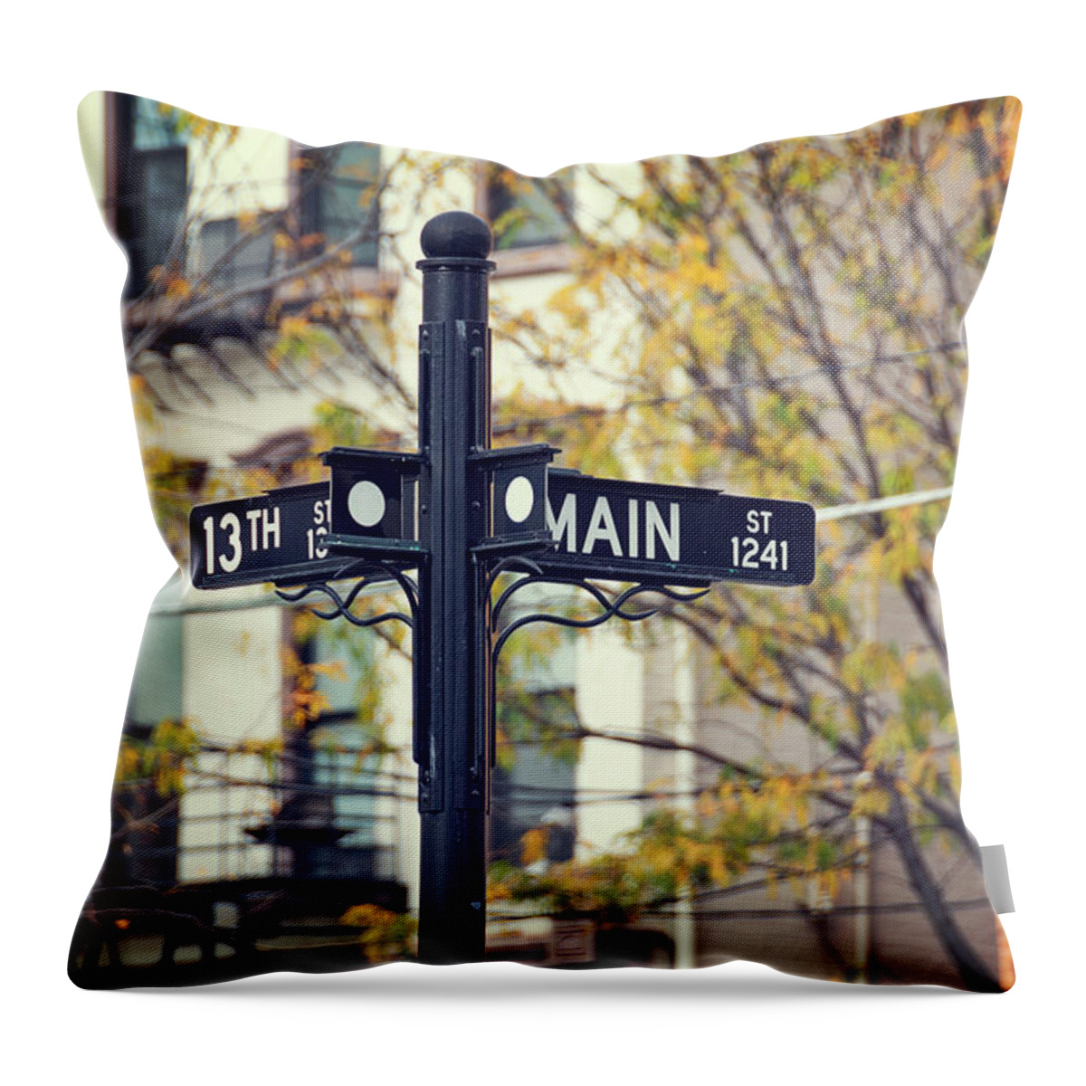 Cincinnati Throw Pillow featuring the photograph Meet Me at the Corner of 13th and Main Street by Lenore Locken
