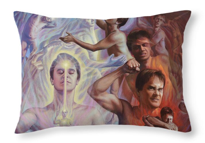 Spiritual Throw Pillow featuring the mixed media Mental Bodies by Miguel Tio