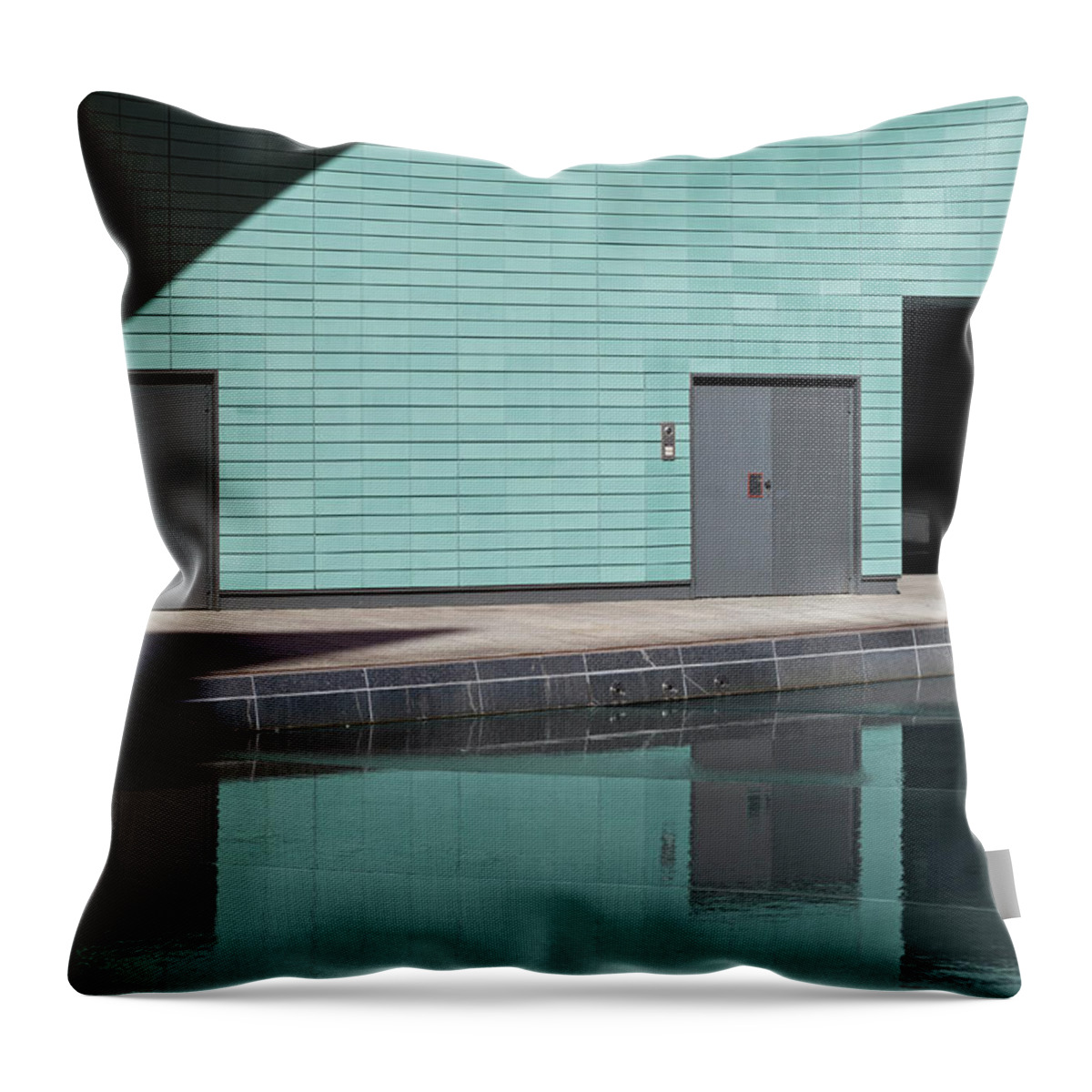 Shadow Throw Pillow featuring the photograph Merge Of Shapes With Water, Walls, And by Halfdark